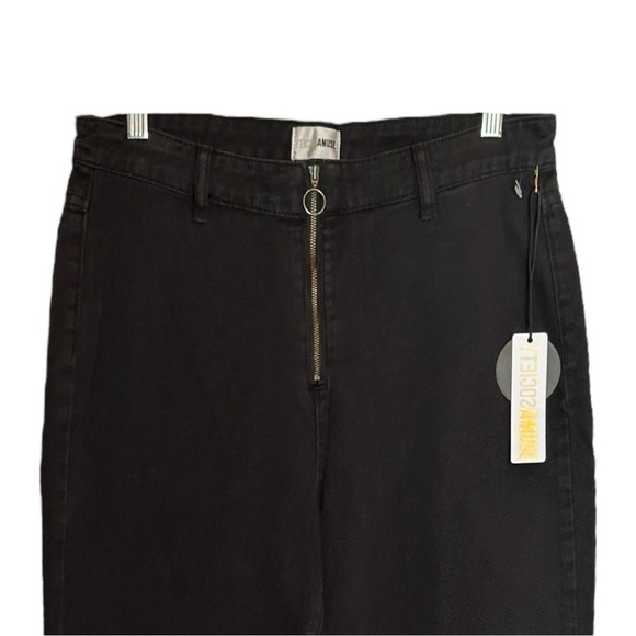 Amuse Society Skyline Jeans 30 NWT Black High Rise Straight Leg Zip Frayed Hem - Picture 4 of 10